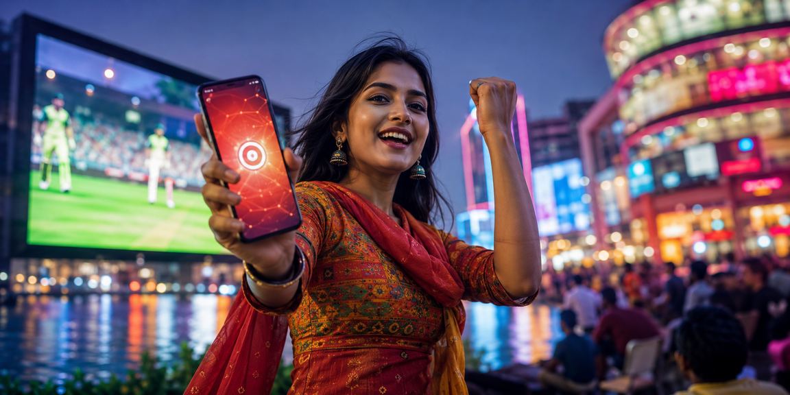 ঢাকায় নিয়ন আলোয় রাতে ক্রিকেট বেটিং ও পেমেন্ট করছেন একজন ব্যবহারকারী